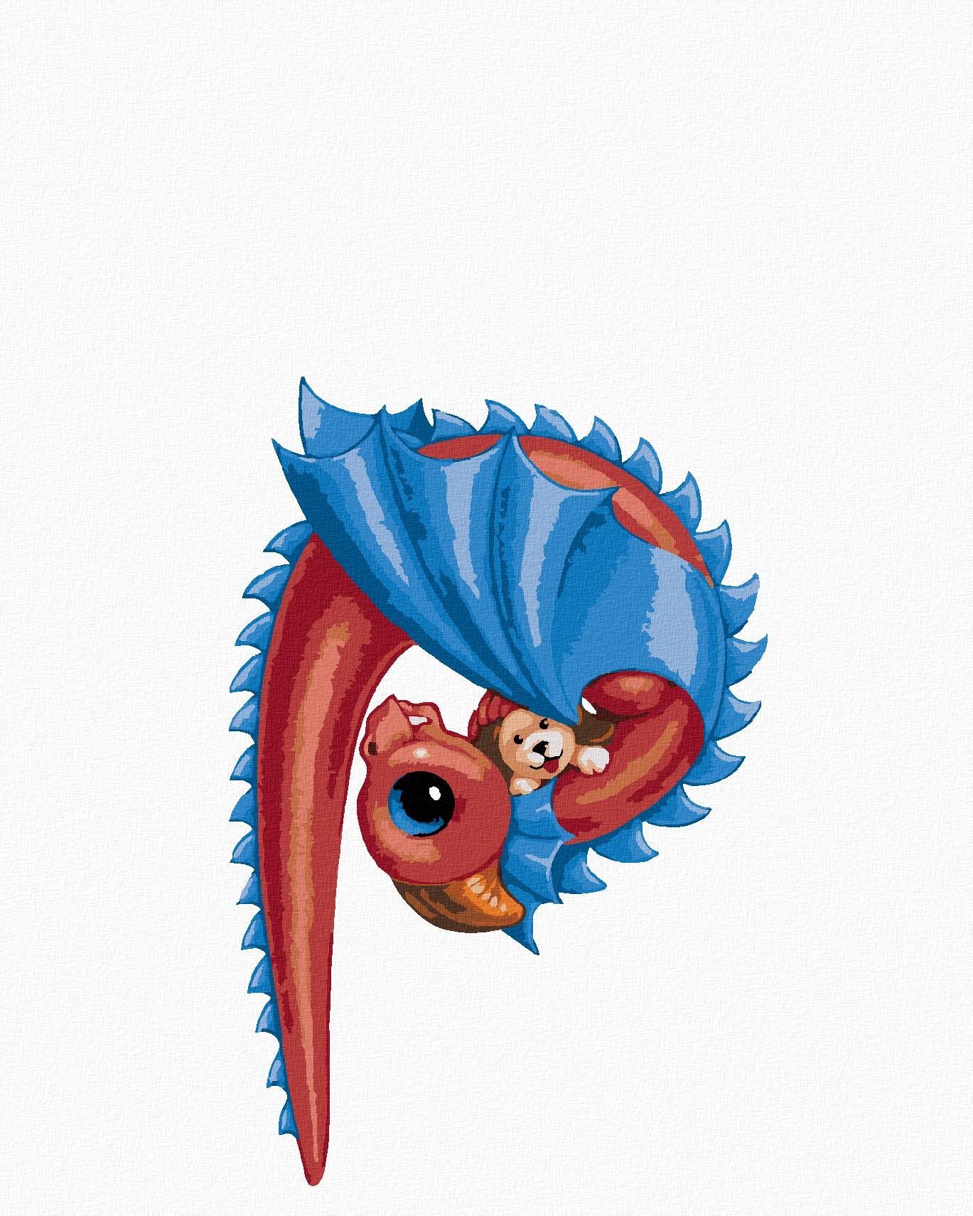 Dráčik v tvare písmenka P (Sue Ellen Brown), 40×50 cm, bez rámu a bez vypnutia plátna