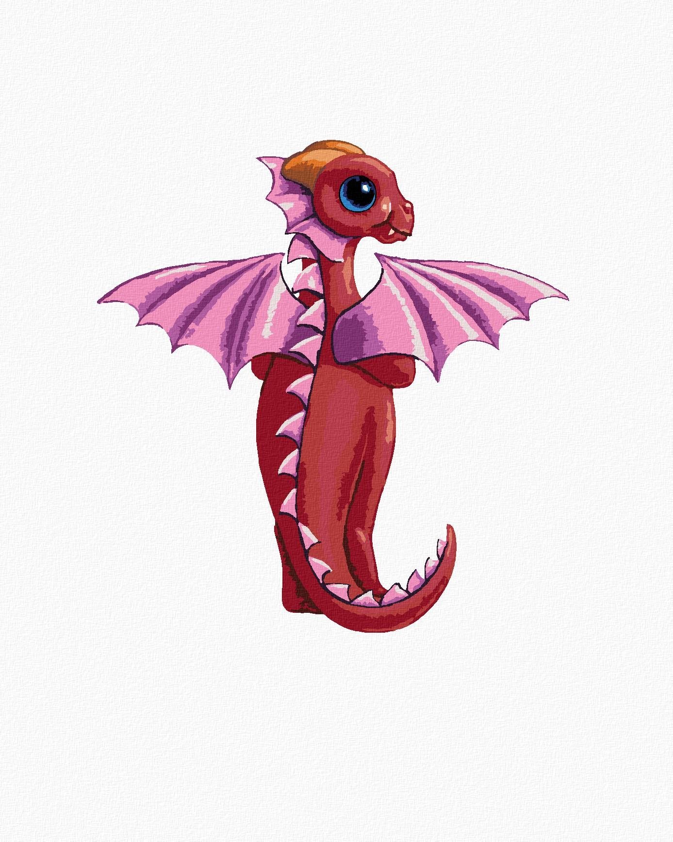 Dráčik v tvare písmenka T (Sue Ellen Brown), 40×50 cm, bez rámu a bez vypnutia plátna