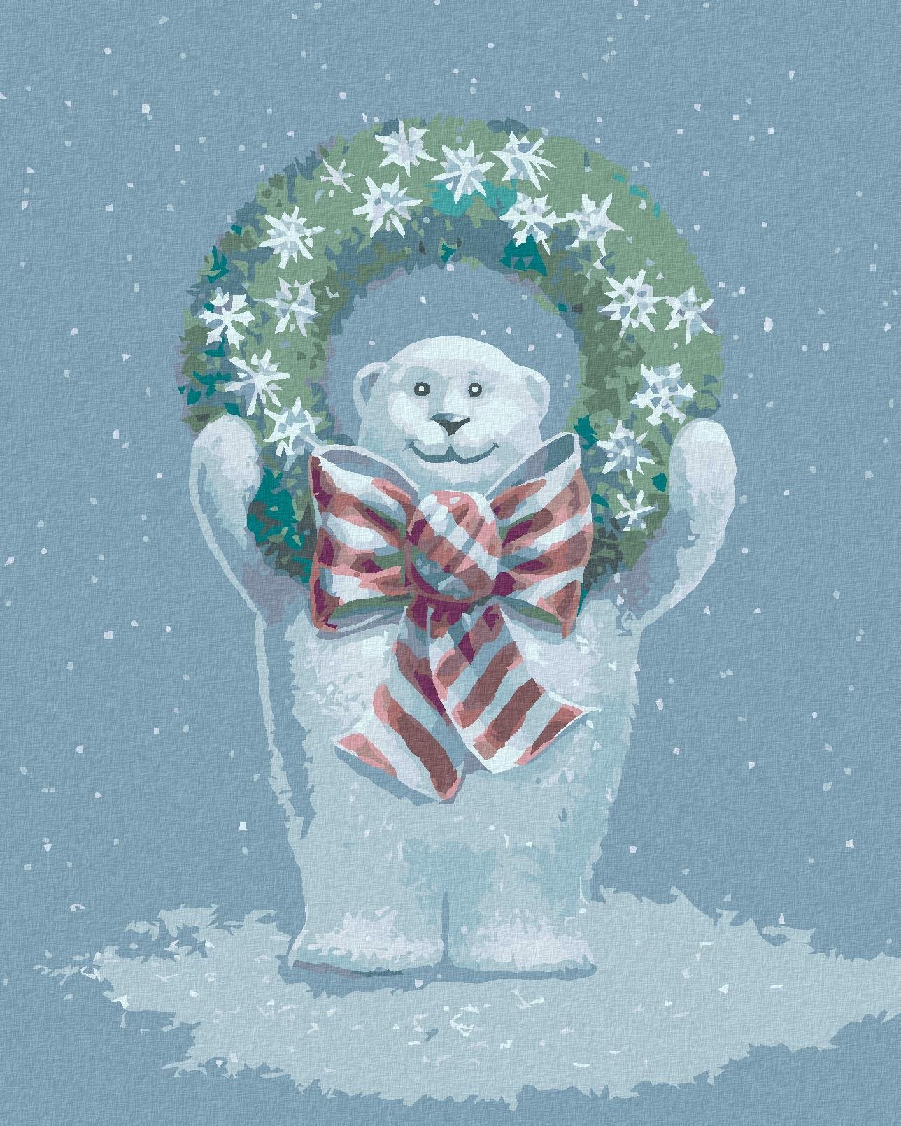 Medvedík s vencom (Sue Ellen Brown), 40×50 cm, bez rámu a bez vypnutia plátna