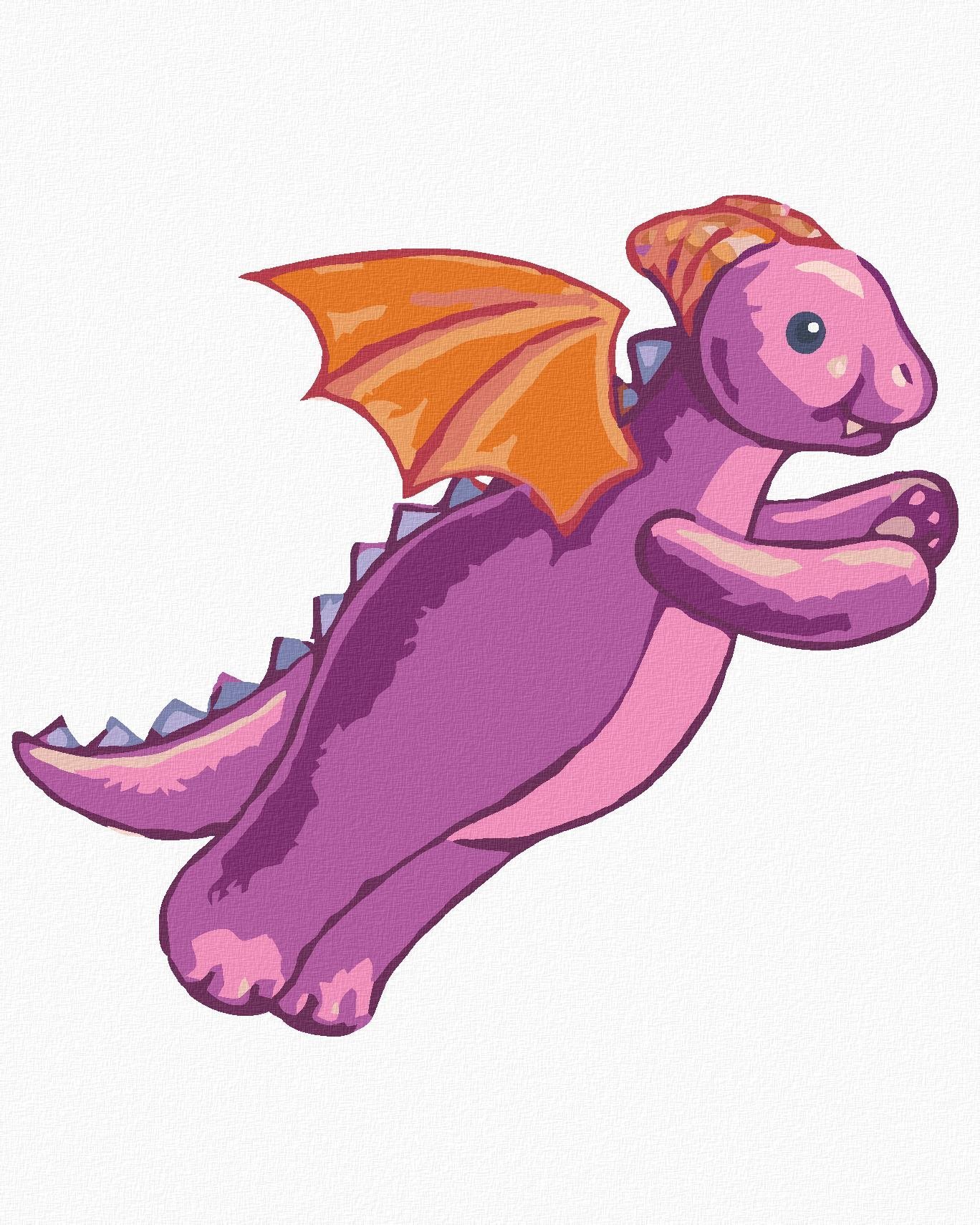 Ružový plyšový dráčik (Sue Ellen Brown), 40×50 cm, bez rámu a bez vypnutia plátna