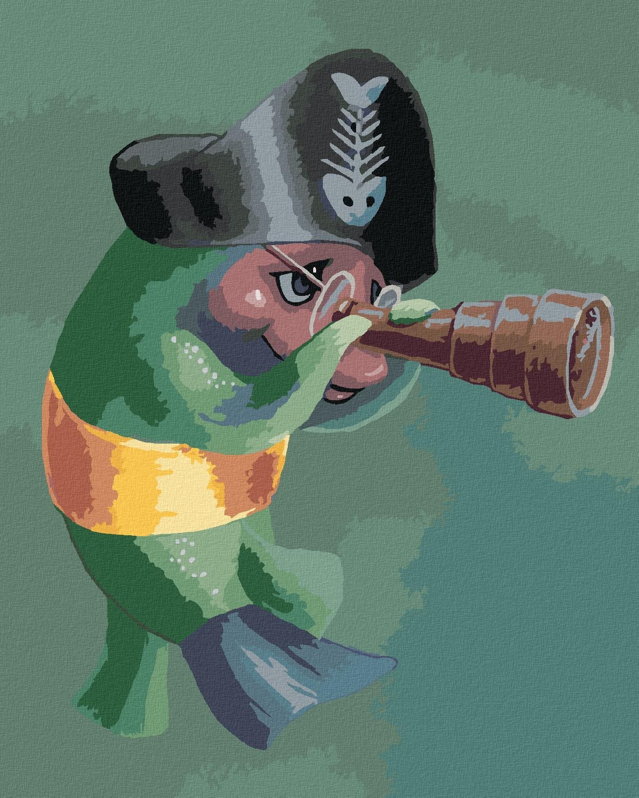 Ryba prezlečená za piráta (Sue Ellen Brown), 40×50 cm, bez rámu a bez vypnutia plátna