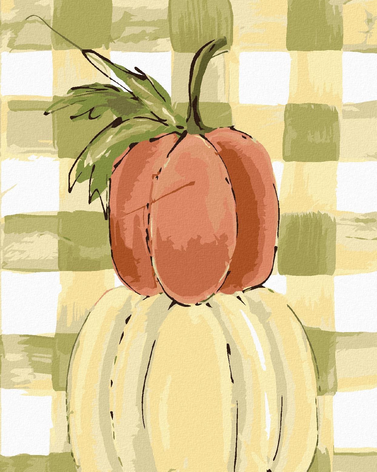 Tri tekvice Gingham (Haley Bush), 40×50 cm, bez rámu a bez vypnutia plátna