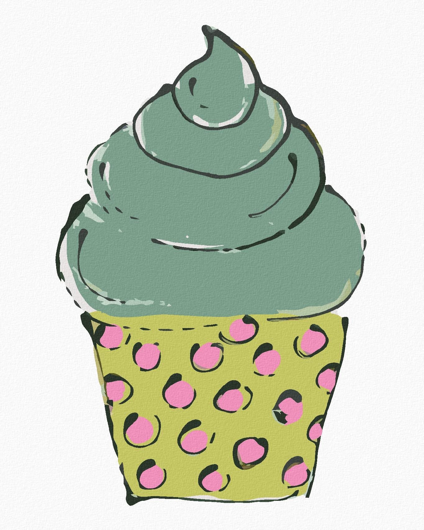 Zelený cupcake (Haley Bush), 40×50 cm, bez rámu a bez vypnutia plátna
