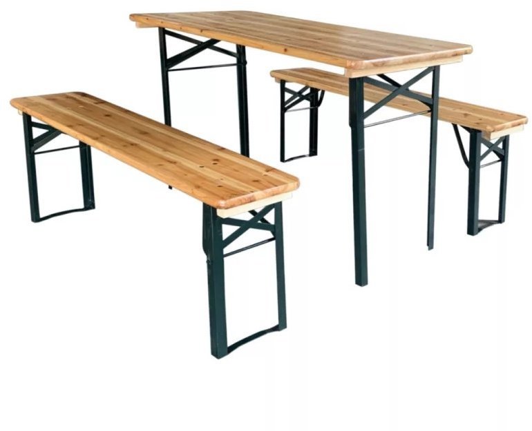 IGOTREND Záhradný nábytok pivná sada 3 diely stôl + lavica 117 cm