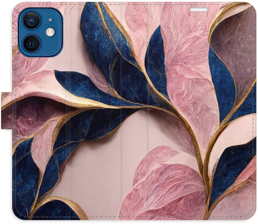 iSaprio flip puzdro Pink Leaves pre iPhone 12 mini
