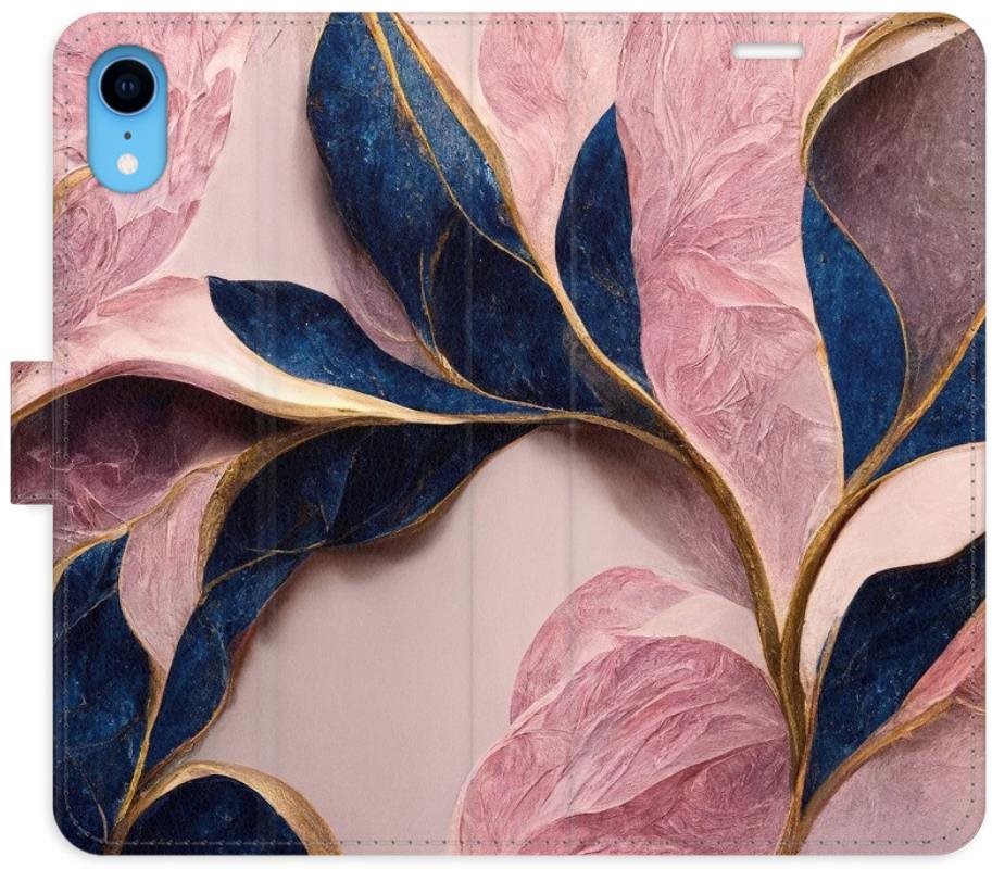 iSaprio flip puzdro Pink Leaves na iPhone XR