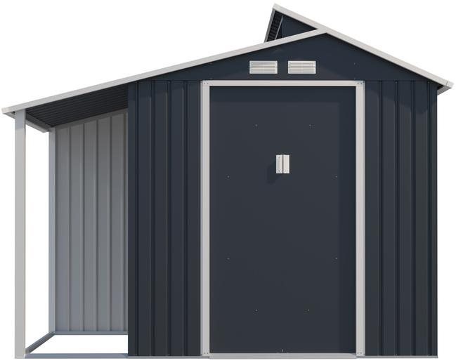 IWHome Domček záhradný HERA ZA s prístreškom 3,78 m2, antracit 229 × 292 × 129 cm