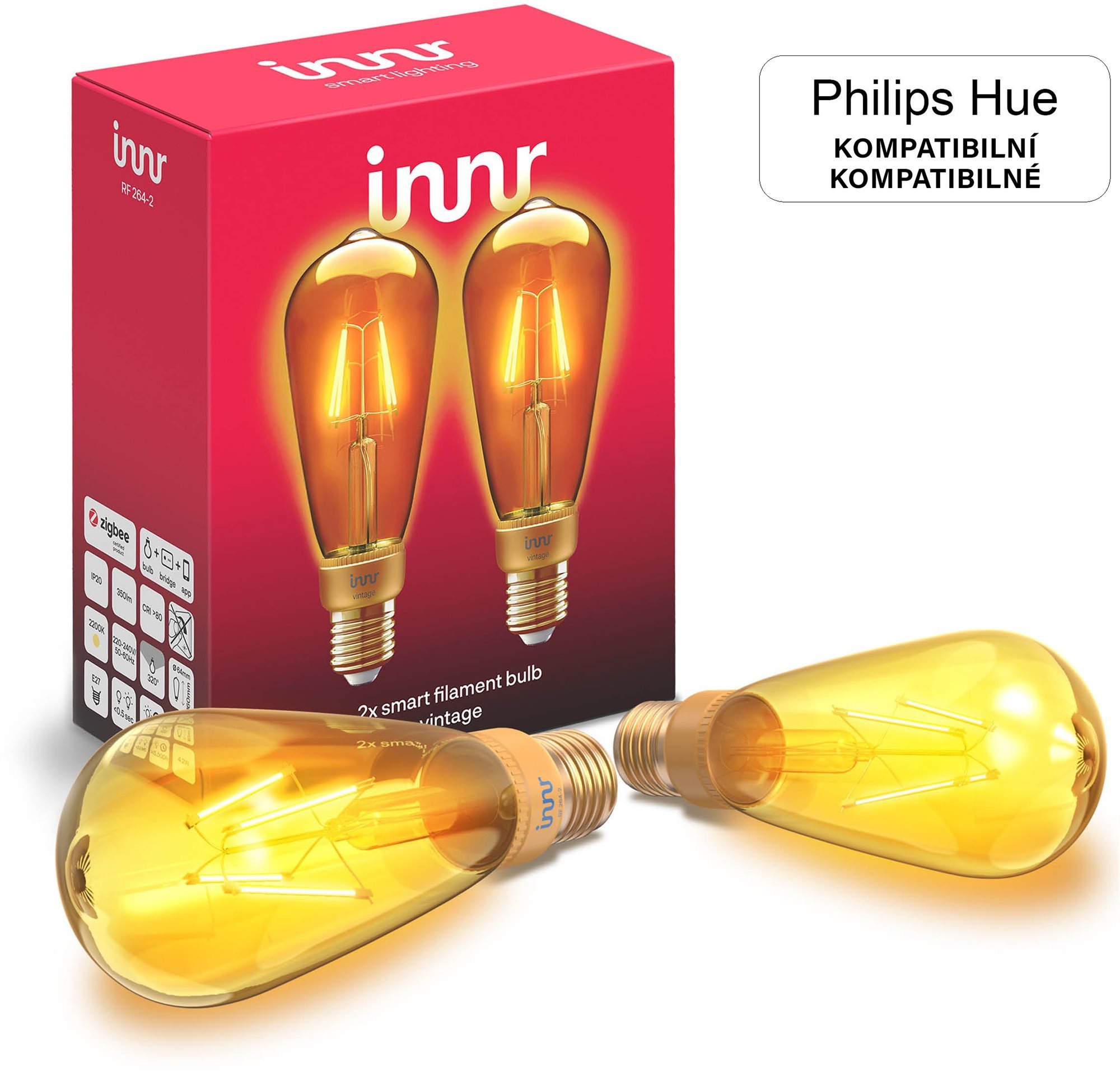 Innr Smart LED žiarovka E27, Vintage Edison, 2 ks