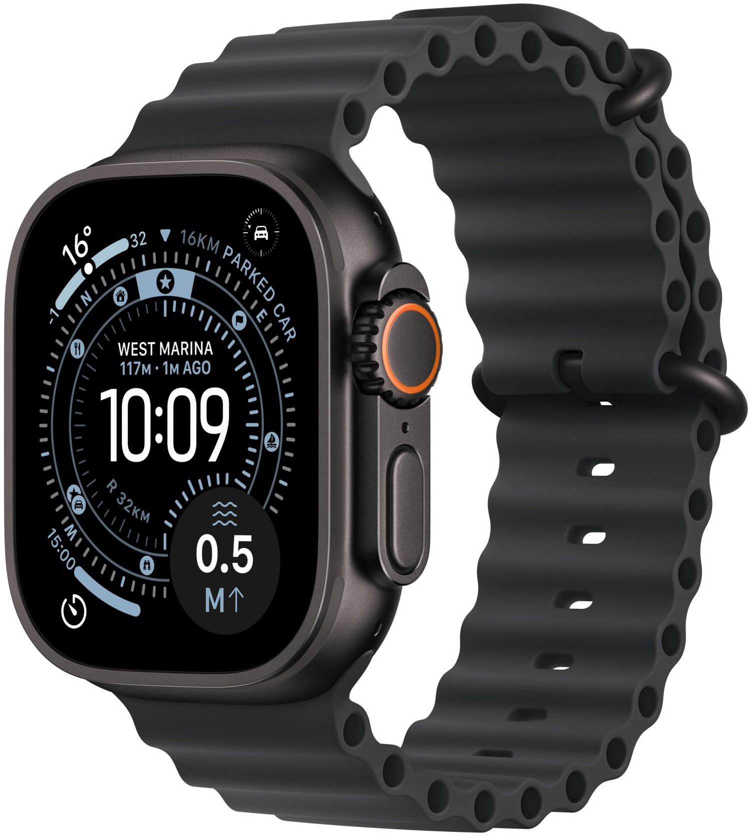 Apple Watch Ultra 3 49 mm Čierny titán s čiernym oceánskym remienkom