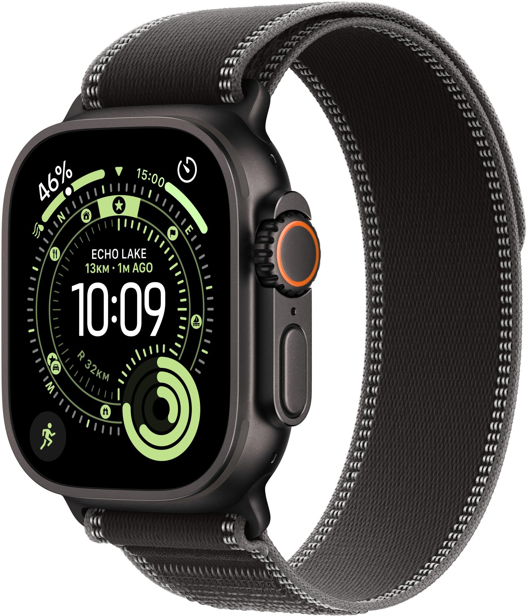 Apple Watch Ultra 3 49 mm Čierny titán s čiernym trailovým ťahom – S/M