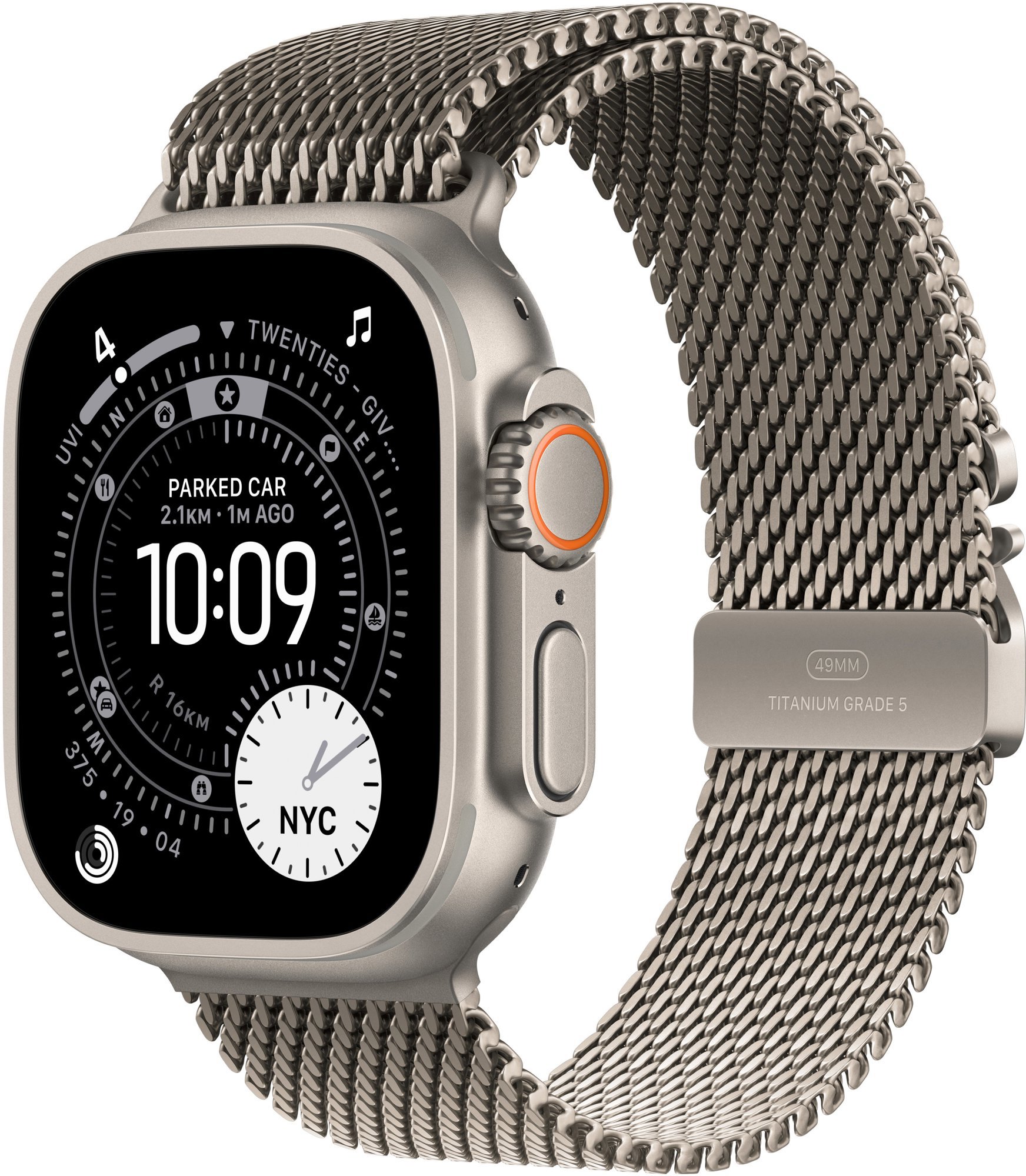 Apple Watch Ultra 3 49 mm Prírodný titán s prírodným titánovým milánskym ťahom – M