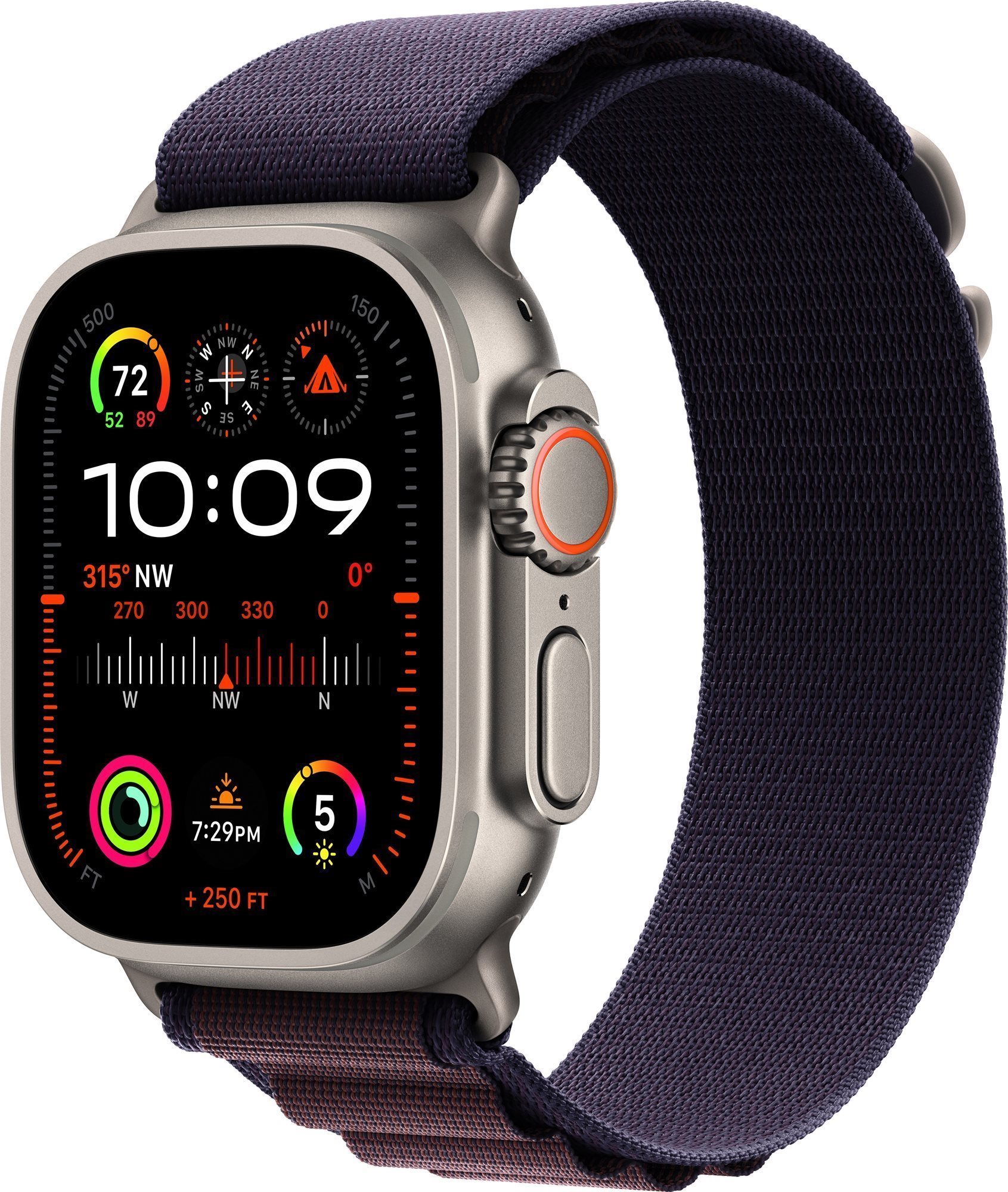 Apple Watch Ultra 2 49 mm titánové puzdro s indigo alpským ťahom – Large