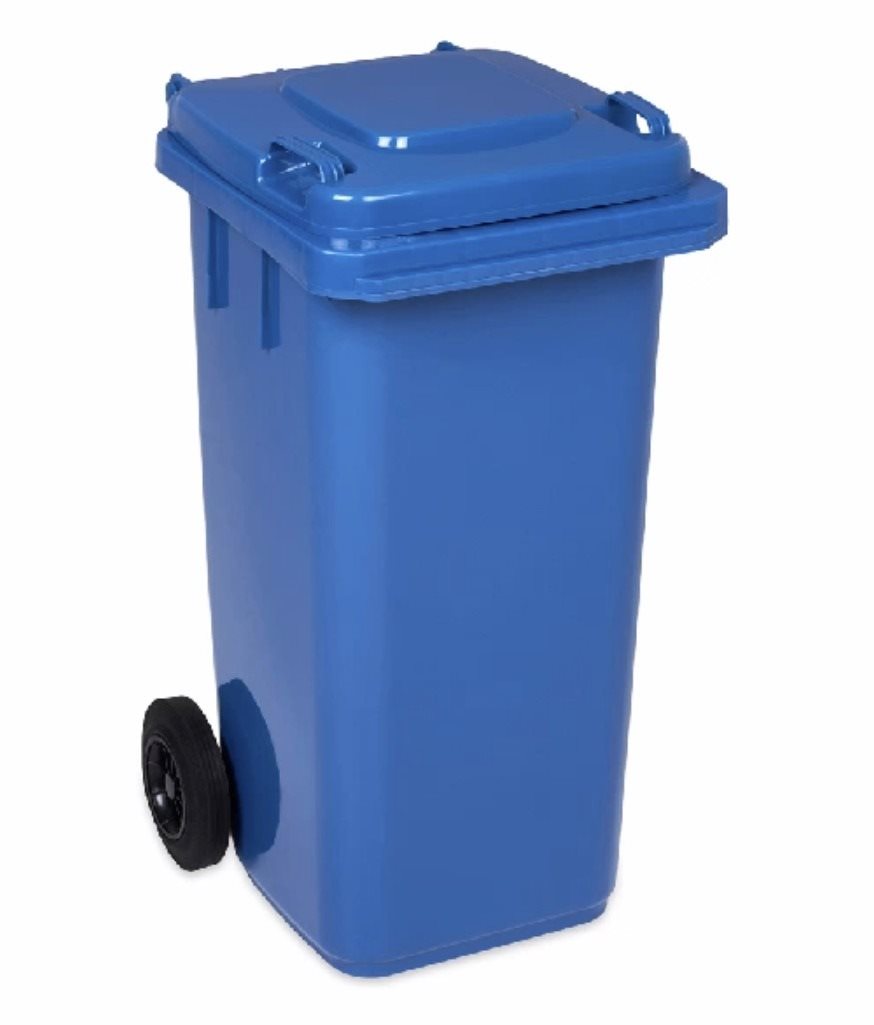 EUROPLAST Smetná nádoba, plastová s kolieskami 240 l, modrá