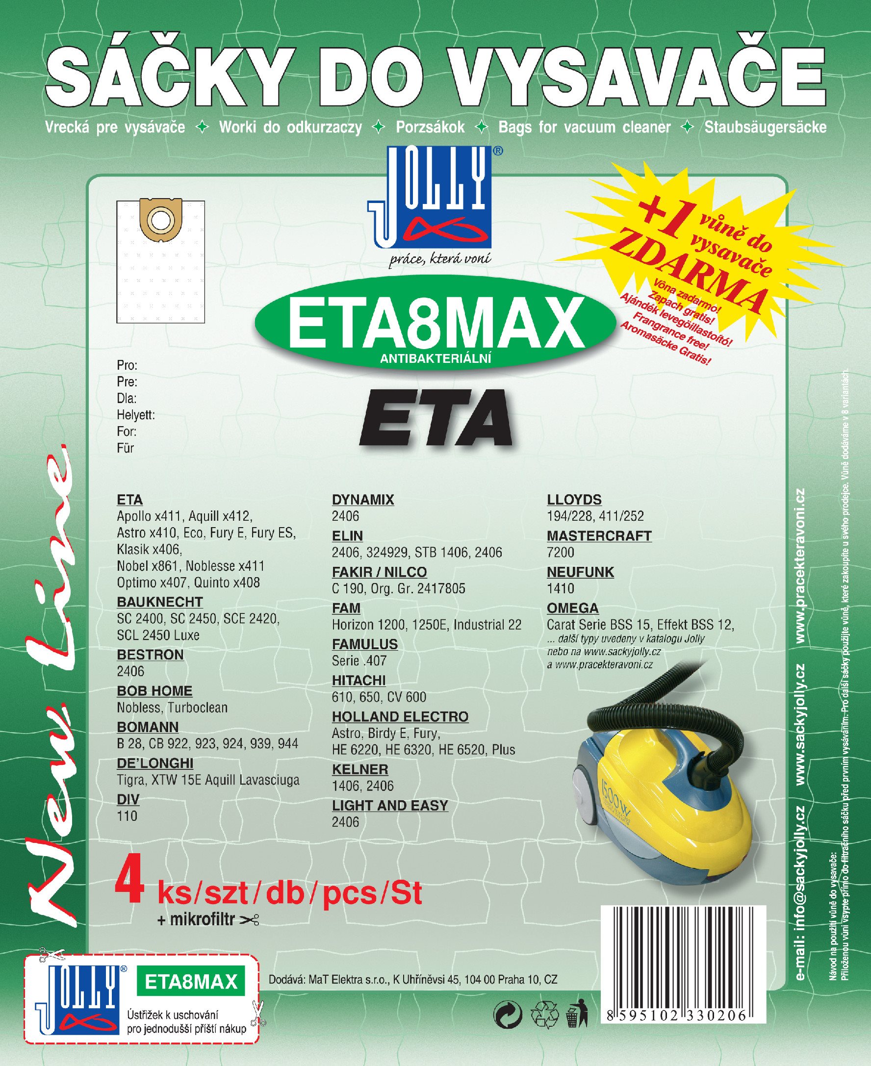 Vrecká do vysávača ETA8 MAX – textilné – vôňa Fresh