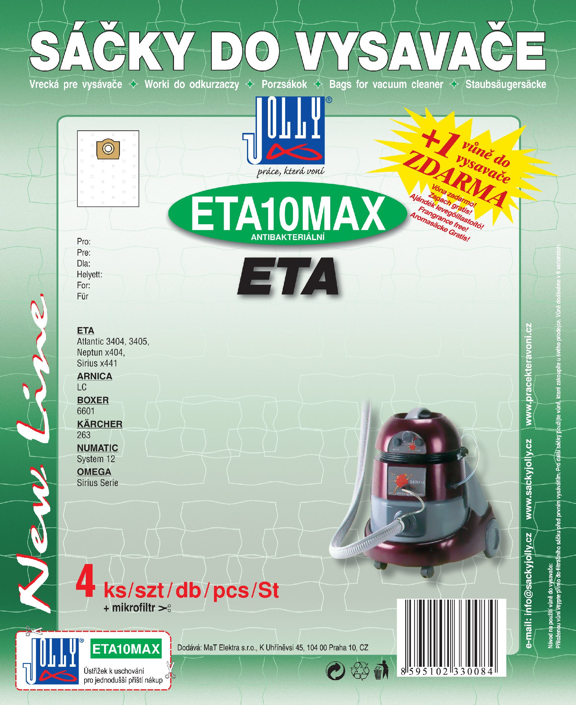 Vrecká do vysávača ETA10 MAX – textilné – vôňa Jablko