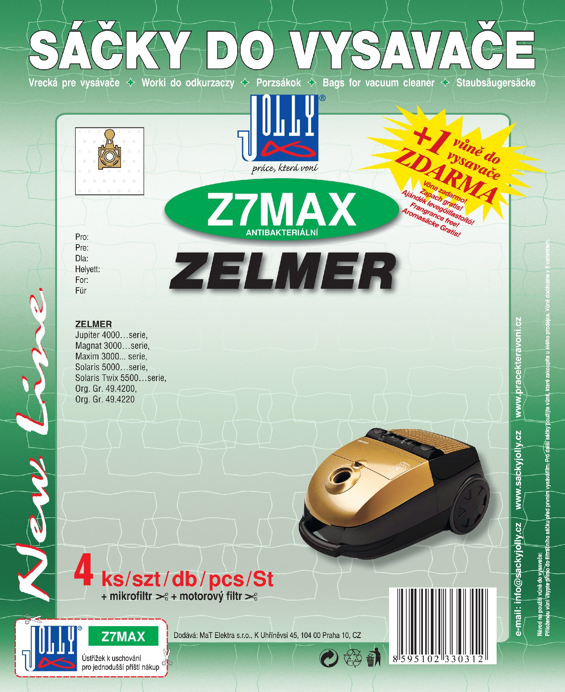 Jolly Vrecká do vysávača Z7 MAX – textilné – vôňa Jablko