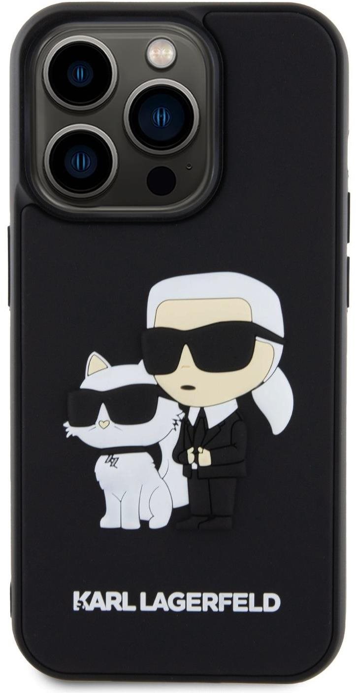 Karl Lagerfeld 3D Rubber Karl and Choupette Zadný Kryt na iPhone 14 Pro Black