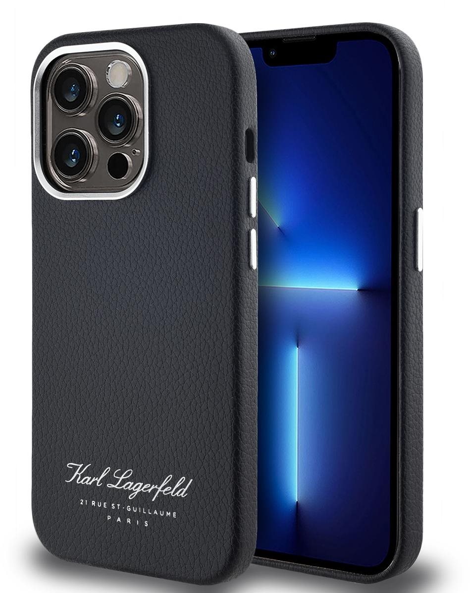 Karl Lagerfeld Grained PU Hotel RSG Zadný Kryt na iPhone 14 Pro Black