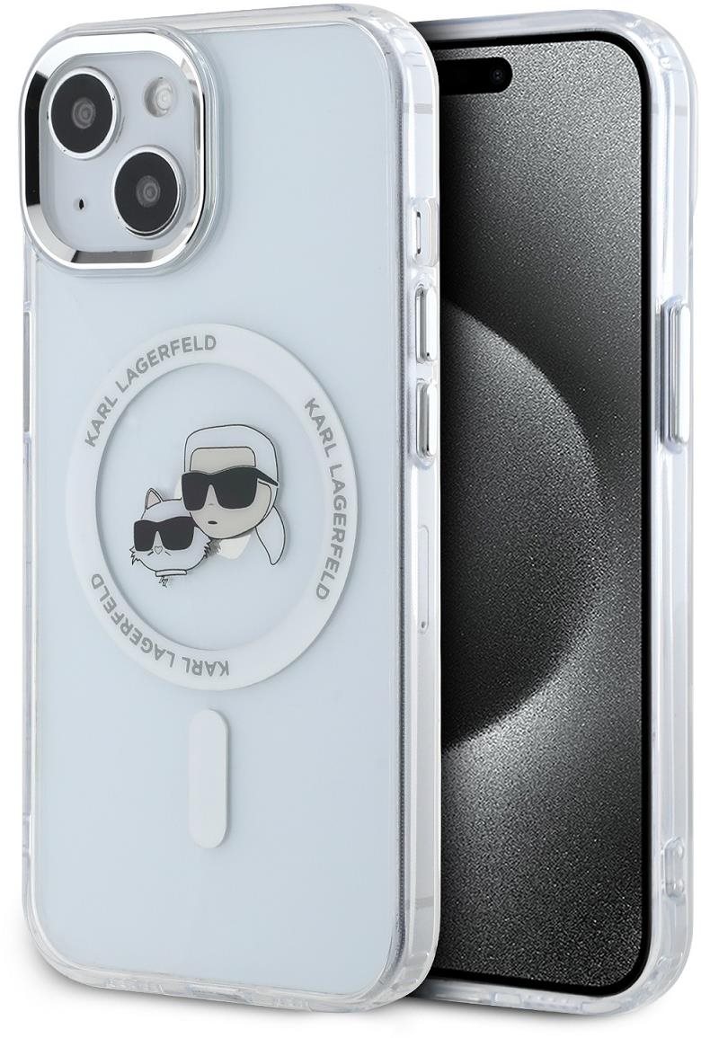 Karl Lagerfeld IML K&CH Heads Metal Frame MagSafe Zadný Kryt na iPhone 14 Transparent