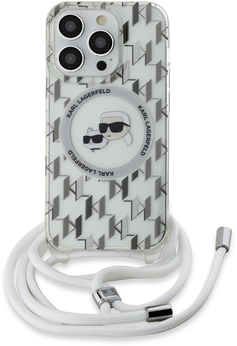 Karl Lagerfeld IML Monogram Crossbody K&CH Heads MagSafe Zadný Kryt na iPhone 14 Pro Transparent
