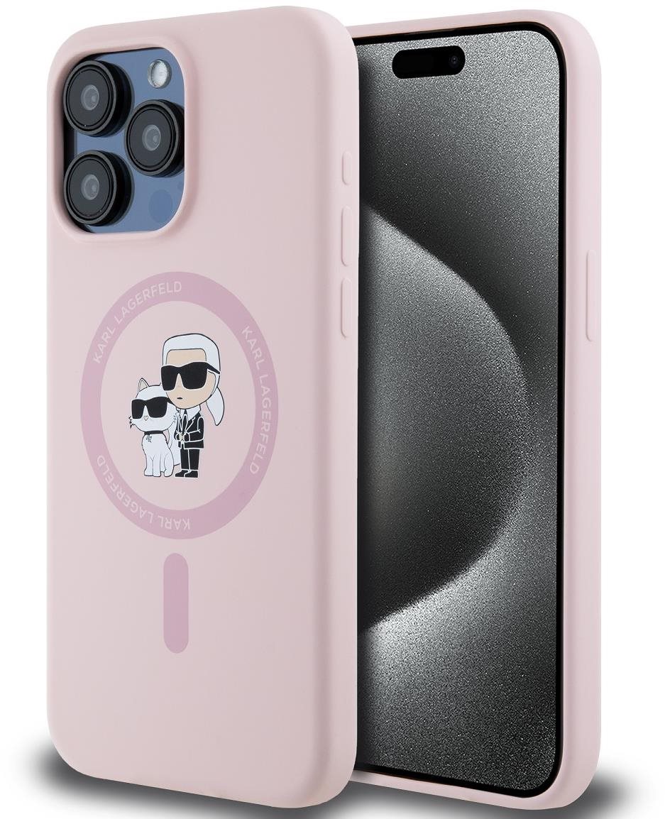 Karl Lagerfeld Liquid Silicone Karl and Choupette MagSafe Zadný Kryt na iPhone 14 Pro Max Pink
