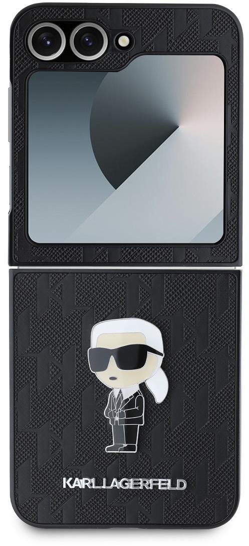 Karl Lagerfeld PU Saffiano Monogram Ikonik Zadný kryt na Samsung Galaxy Z Flip6 Black