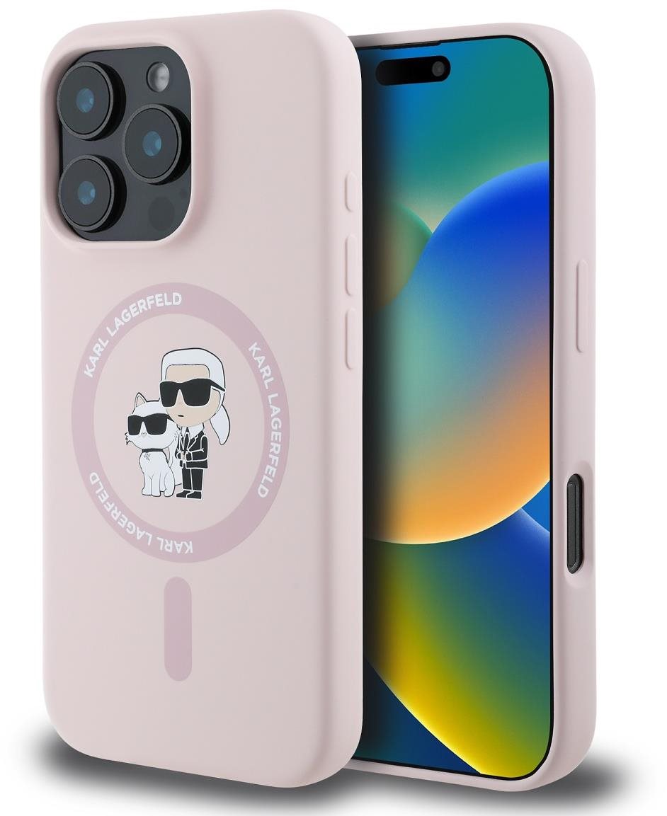 Karl Lagerfeld Liquid Silicone Karl and Choupette MagSafe Zadný kryt na iPhone 16 Pro Max Pink