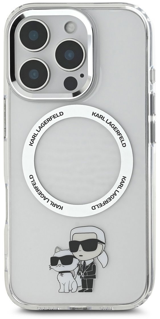 Karl Lagerfeld IML Karl and Choupette MagSafe Zadný Kryt na iPhone 16 Pro Max Transparent