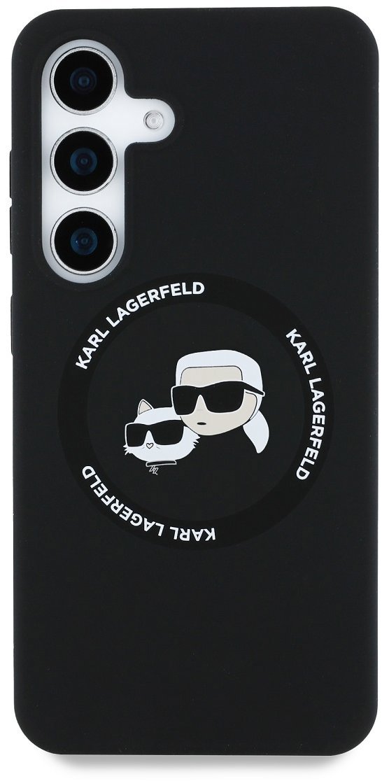 Karl Lagerfeld Liquid Silicone K & CH Heads MagSafe Zadný Kryt pre Samsung Galaxy S25 Black