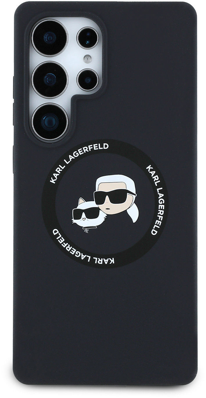 Karl Lagerfeld Liquid Silicone K & CH Heads MagSafe Zadný Kryt pre Samsung Galaxy S25 Ultra Black