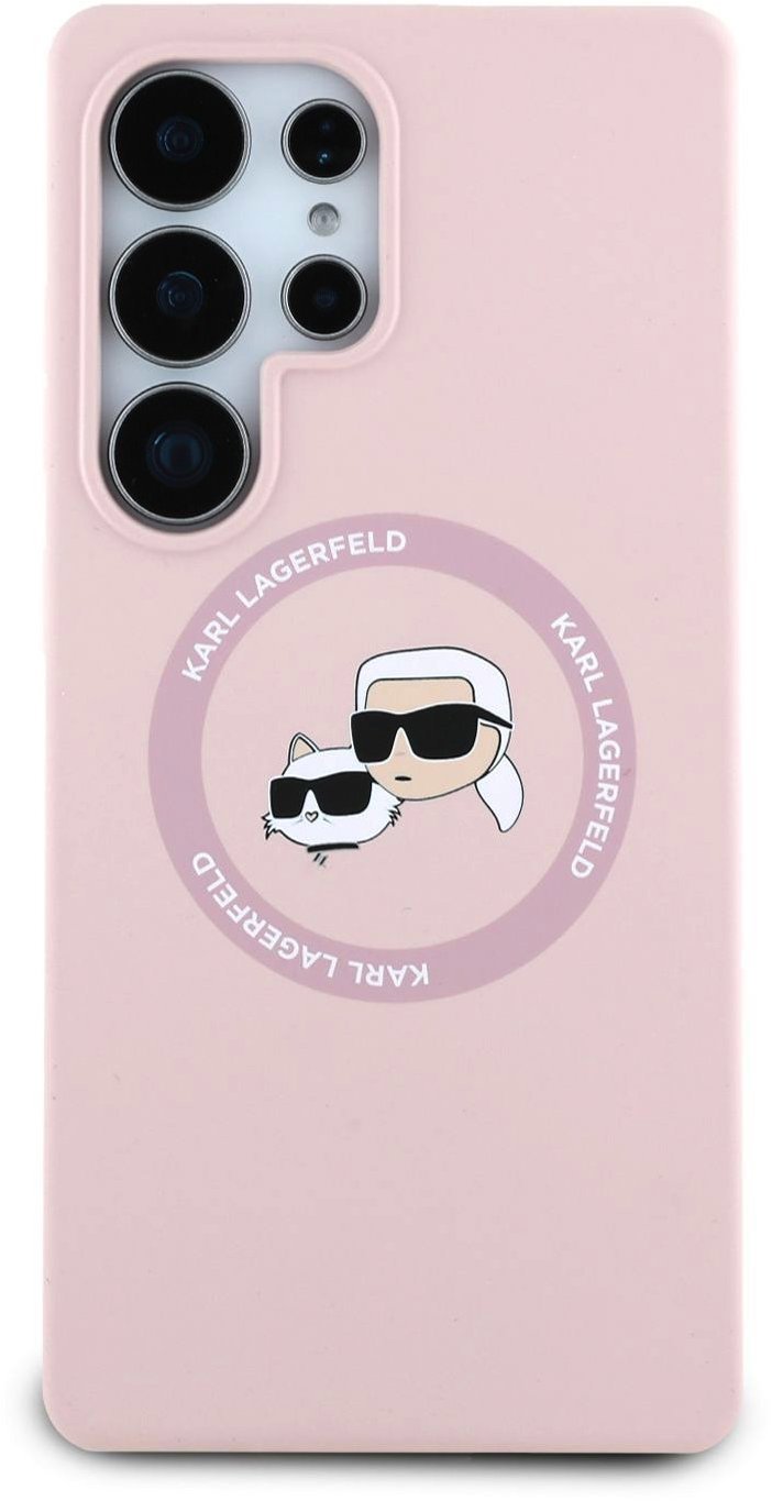 Karl Lagerfeld Liquid Silicone K & CH Heads MagSafe Zadný Kryt pre Samsung Galaxy S25 Ultra Pink