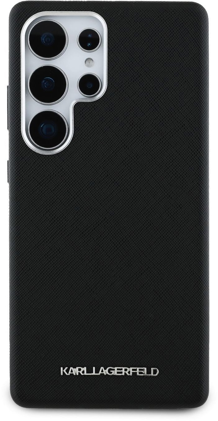 Karl Lagerfeld PU Saffiano Metal Logo and Frame Zadný Kryt pre Samsung Galaxy S25 Ultra Black