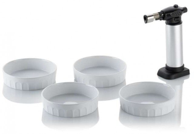Kela Creme Brullée set MANOU 4 ks miska + 1 ks flambovacia pištoľ