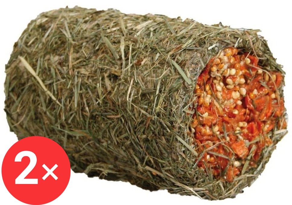 Karlie tunel zo sena plnený mrkvou pre hlodavce 2× 125 g