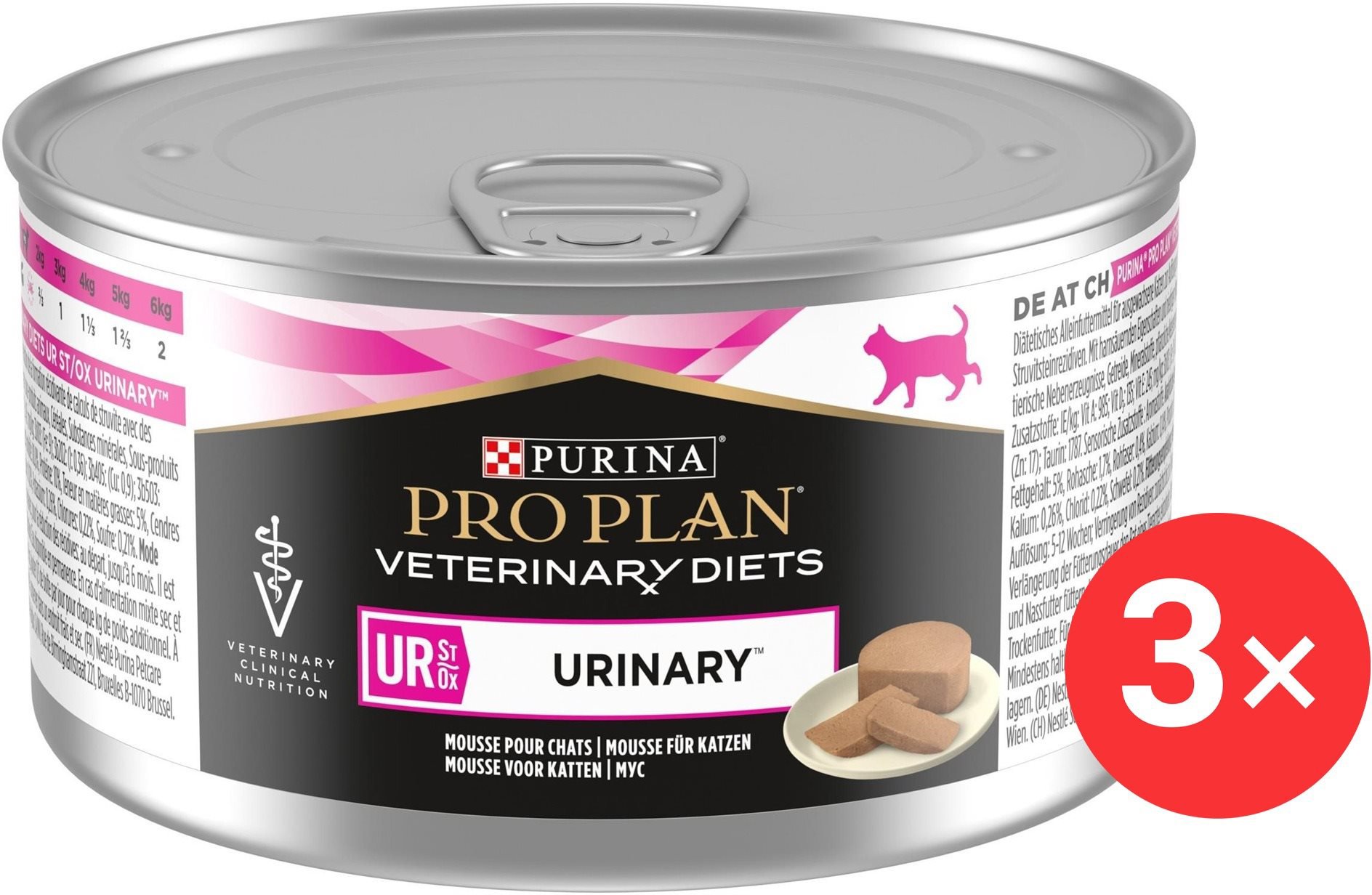 Pro Plan Veterinary Diets Feline UR St/Ox Urinary Turkey, paštéta 3× 195 g