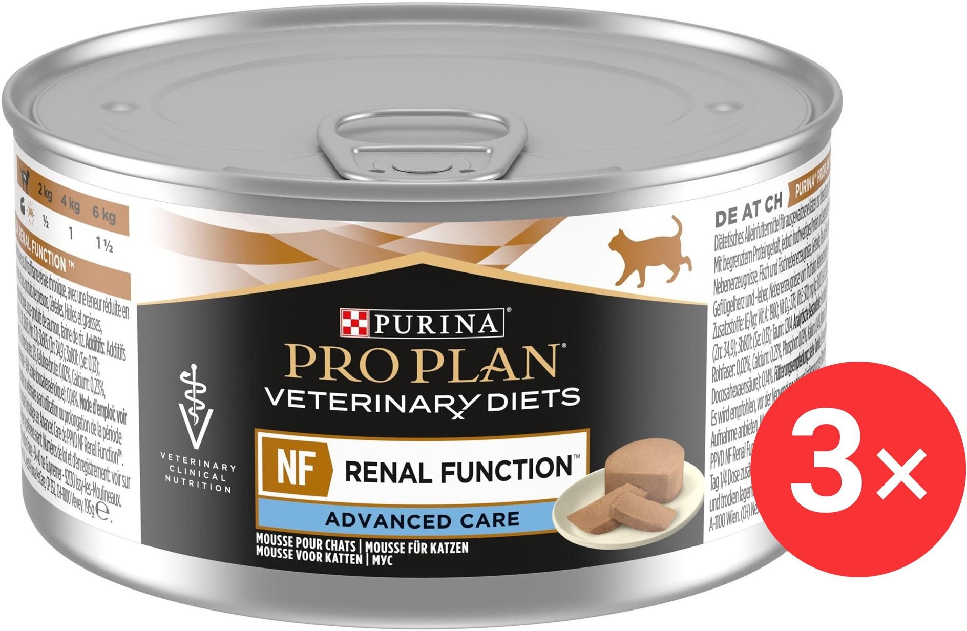 Pro Plan Veterinary Diets Feline paštéta NF Advanced Care 3× 195 g