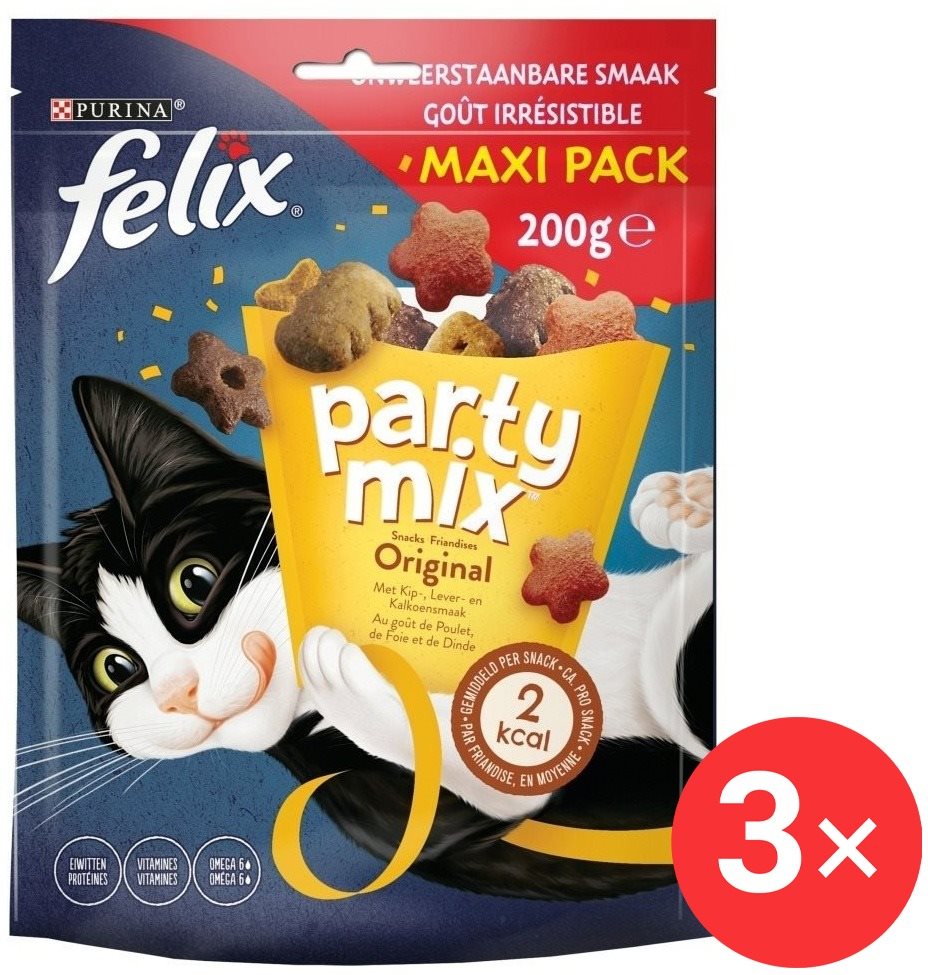 Felix Party Mix maškrty pre mačky Original Mix 3× 200 g