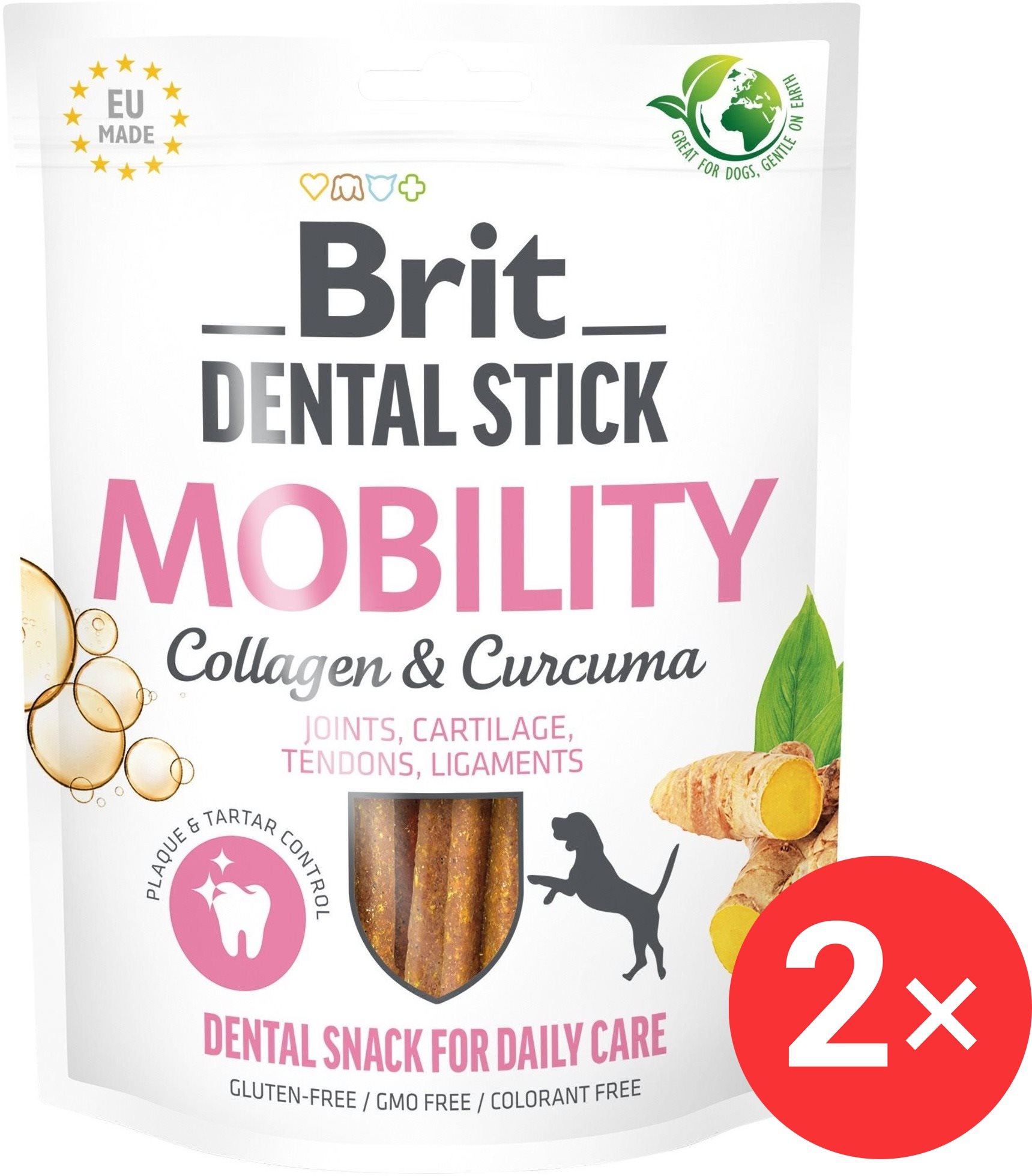 Brit Dental Stick Mobility with Curcuma & Collagen 2× 7 ks