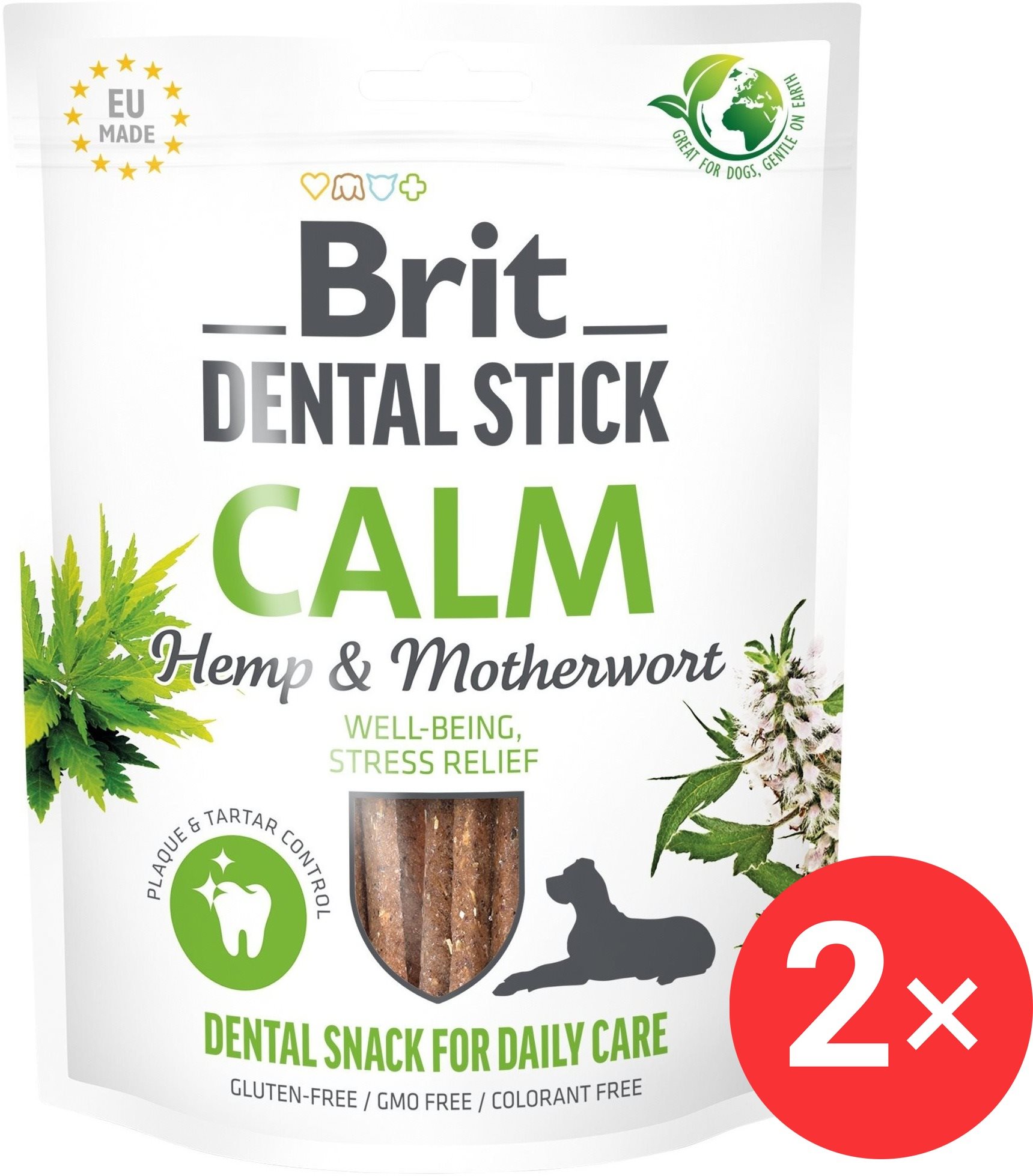 Brit Dental Stick Calm with Hemp & Motherwort 2× 7 ks