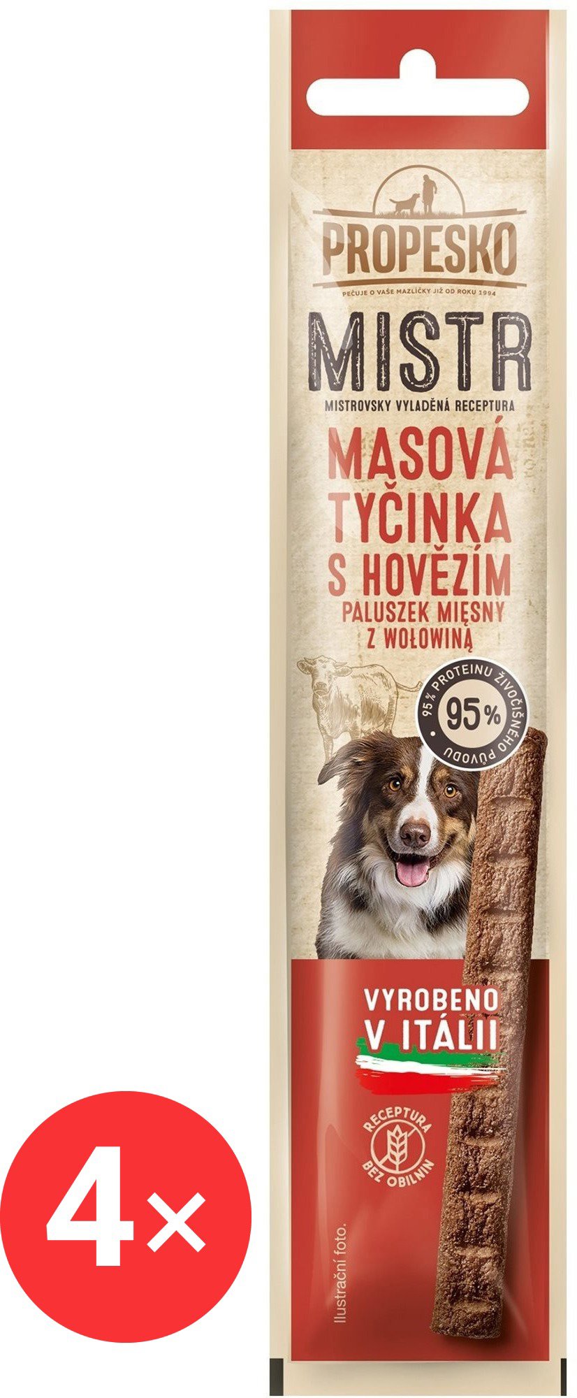 Propesko Mistr mäsová tyčinka s hovädzím 4× 10 g