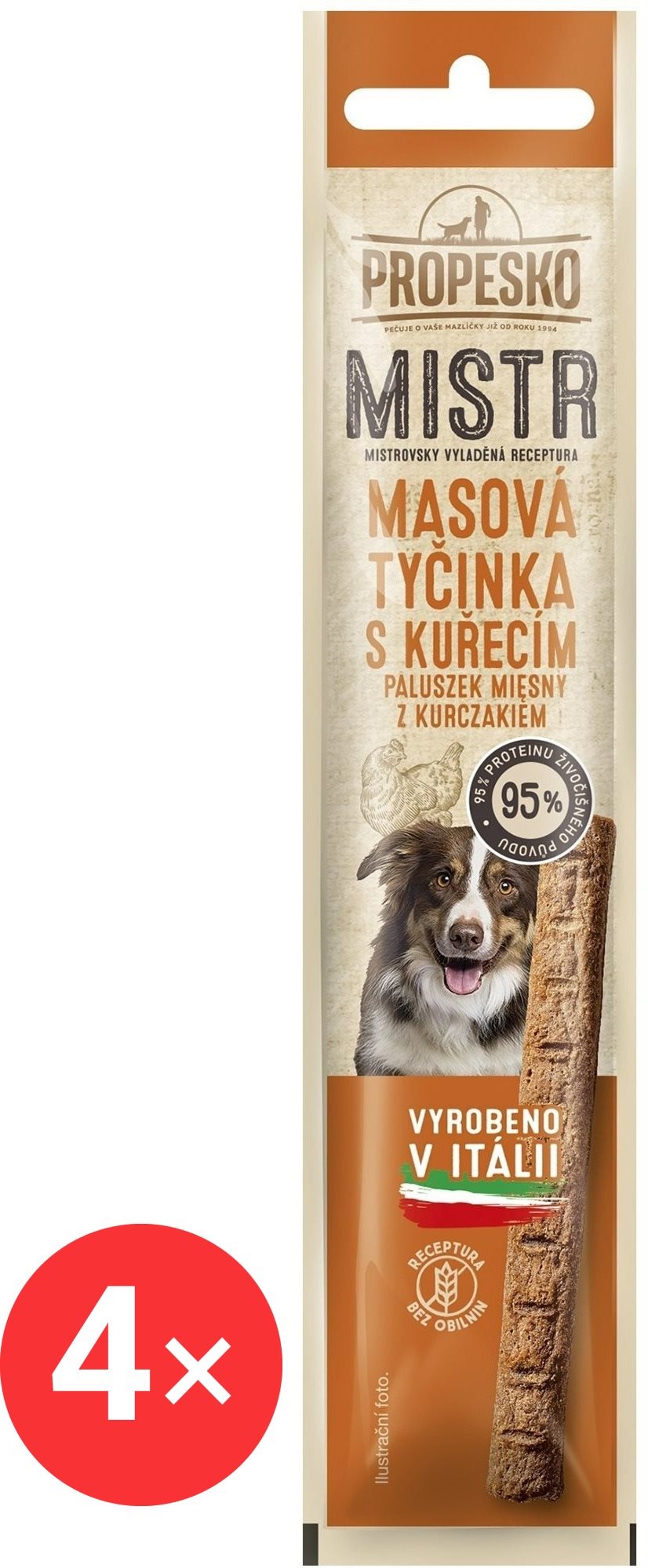 Propesko Mistr mäsová tyčinka s kuracím 4× 10 g