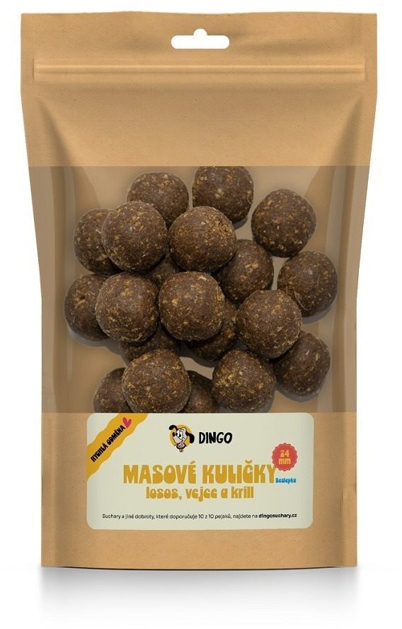 Dingo Mäsové guľôčky losos, vajcia a krill 24 mm 150 g