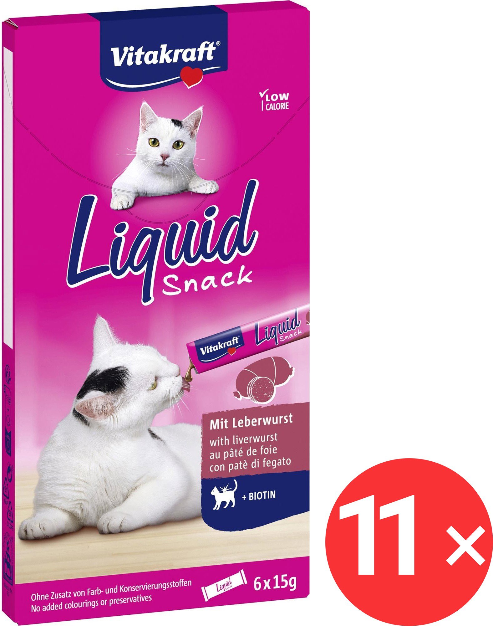 Vitakraft Cat Liquid Snack pečeň-biotín 11 × 90 g
