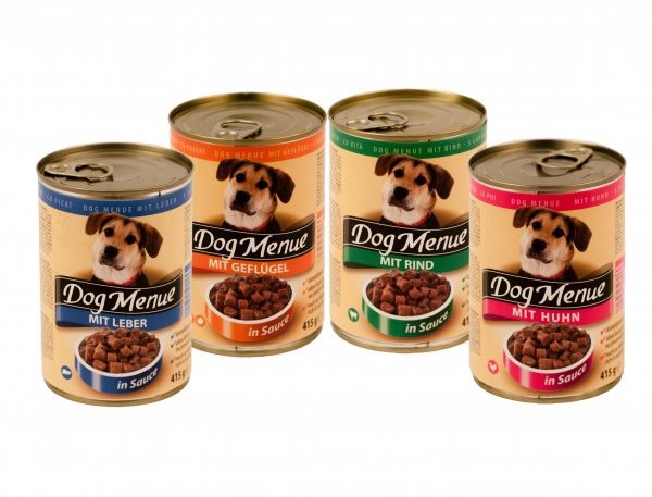 Dog Menue mix balenia – 4 príchute – hovädzie, hydinové, pečeň, kuracie – 20× 415 g