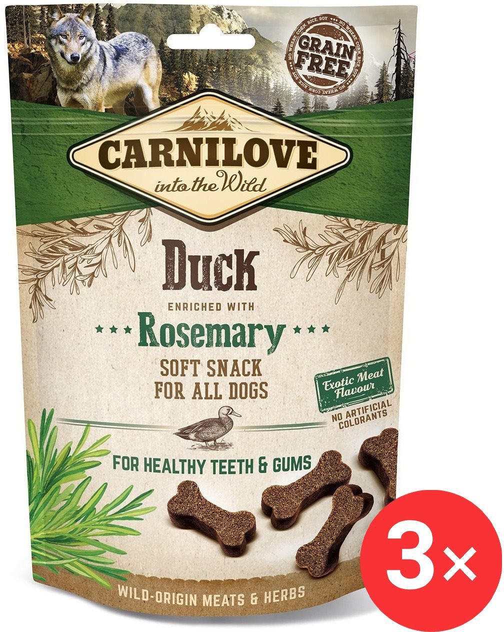 Carnilove Dog Semi Moist Snack Duck enriched with Rosemary 3× 200 g