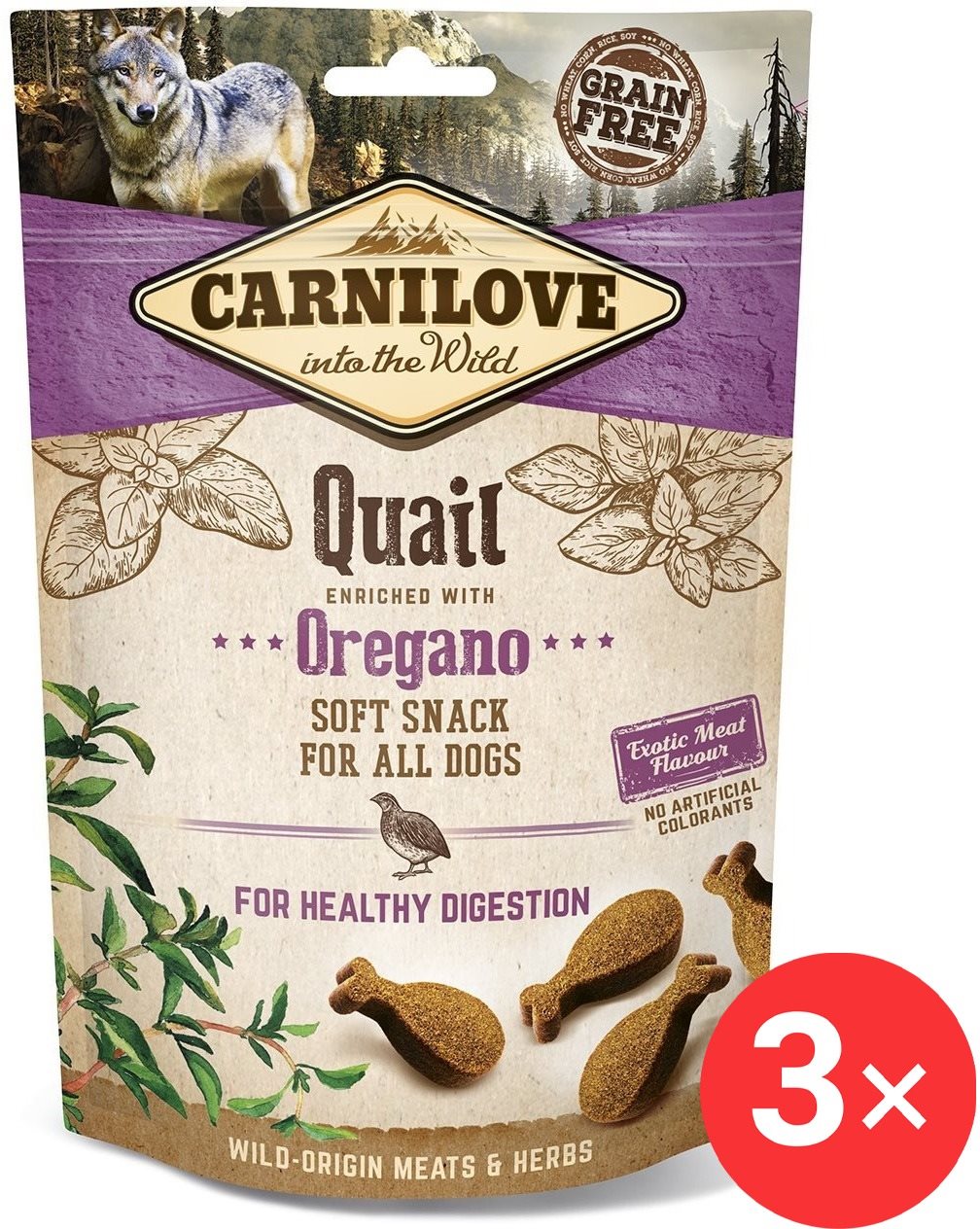 Carnilove Dog Semi Moist Snack Quail enriched with Oregano 3× 200 g