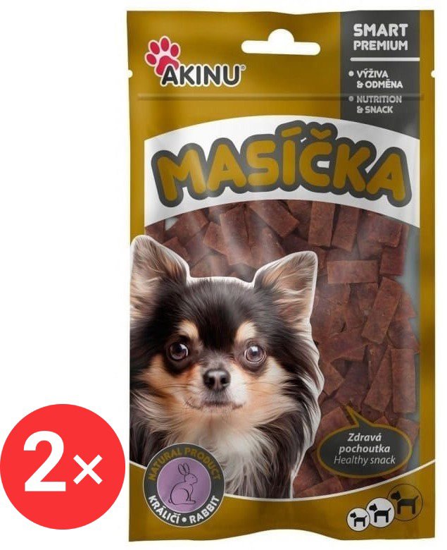 Akinu Králičie pásiky pre psov 2× 75 g