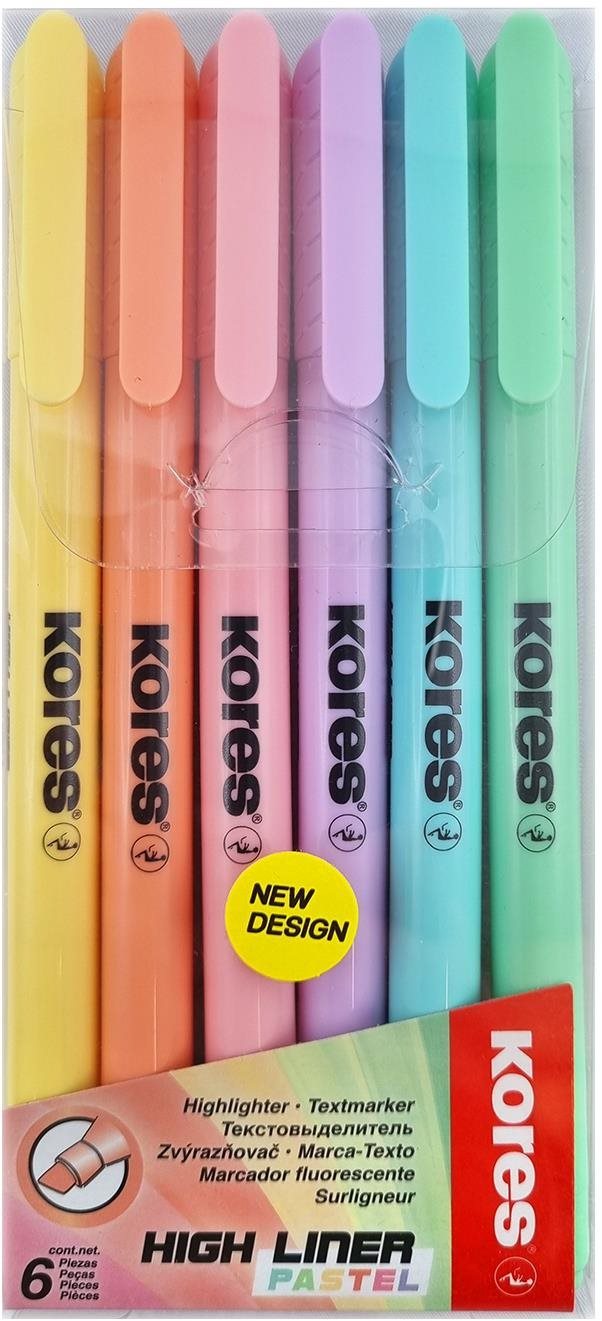 KORES HIGH LINER PASTEL súprava 6 farieb