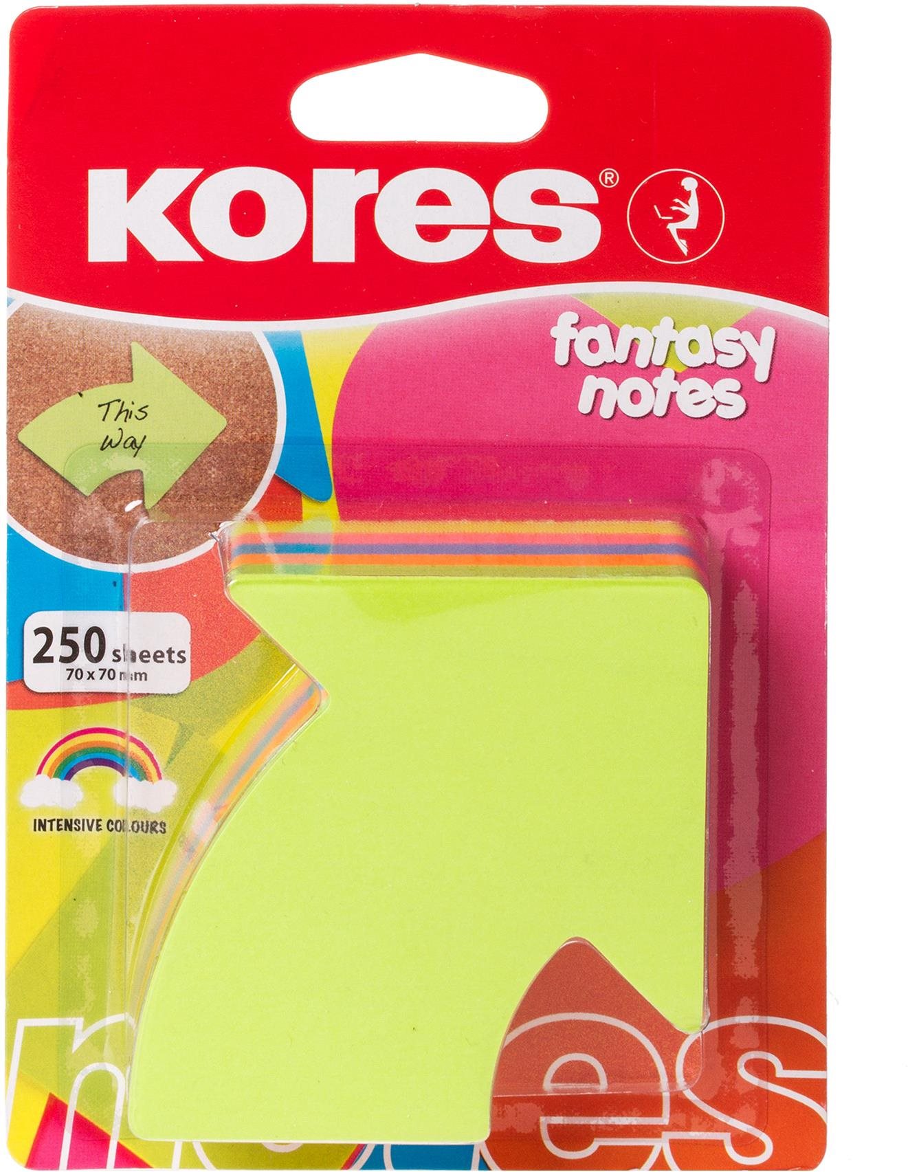 KORES „ARROW" tvar šipky 70 × 70 mm, 250 lístkov