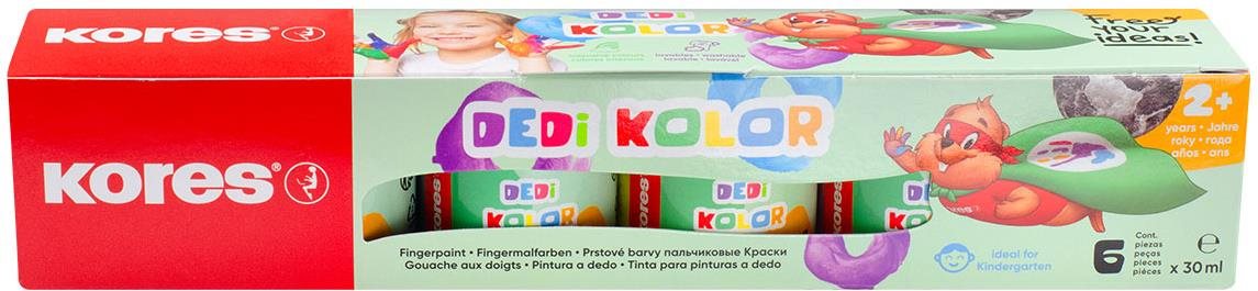 KORES DEDI KOLOR prstové farby, 6 farieb po 30 ml